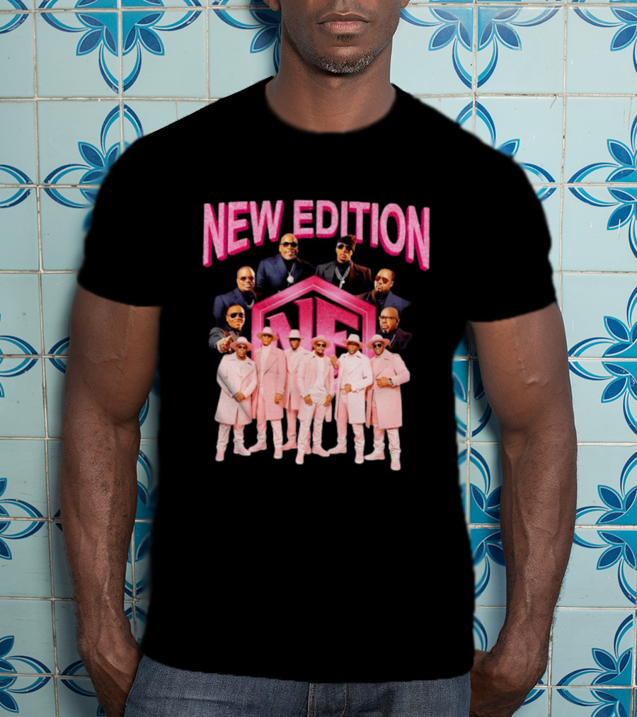 Bobby Brown Johnny Gill Ralph Tresvant Ronnie DeVoe Ricky Bell Michael Bivins New Edition NE Band Pink Outfits 90s Music T-Shirt