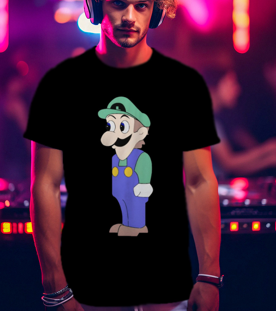 Look At Front Of For Boobs Luigi Funny Meme T-Shirt