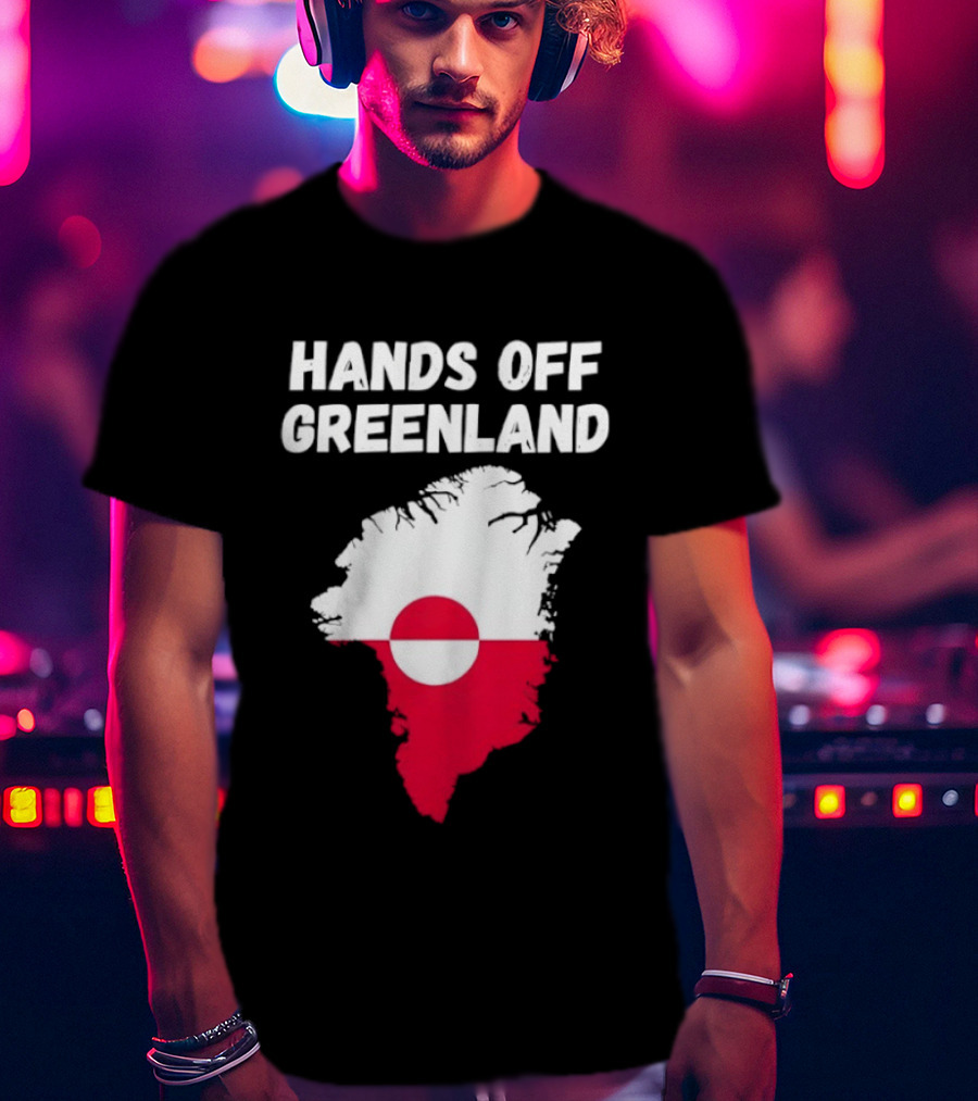 Hands Off Greenland Map Red White Circle Anti Trump T-Shirt