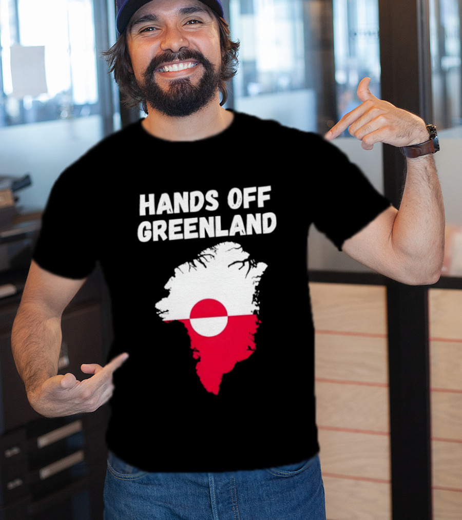 Hands Off Greenland Map Red White Circle Anti Trump T-Shirt