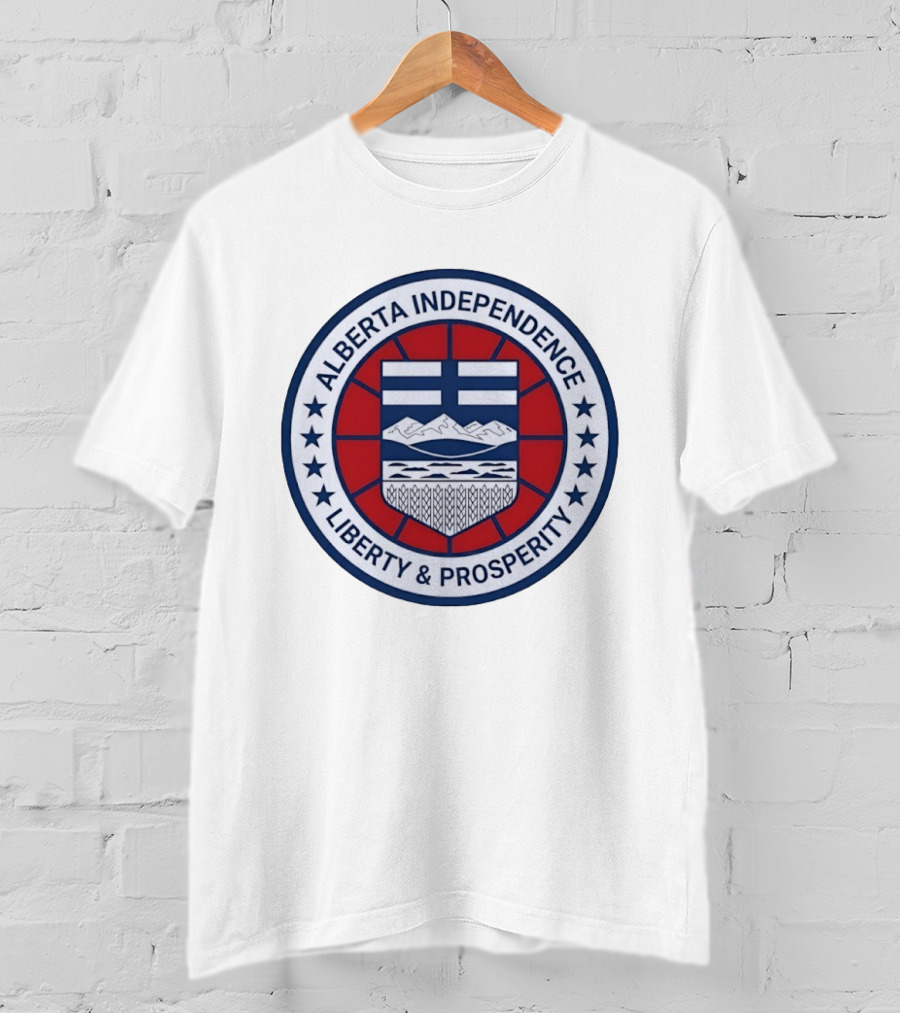 Alberta Independence Liberty Prosperity Emblem With Shield And Stars T-Shirt