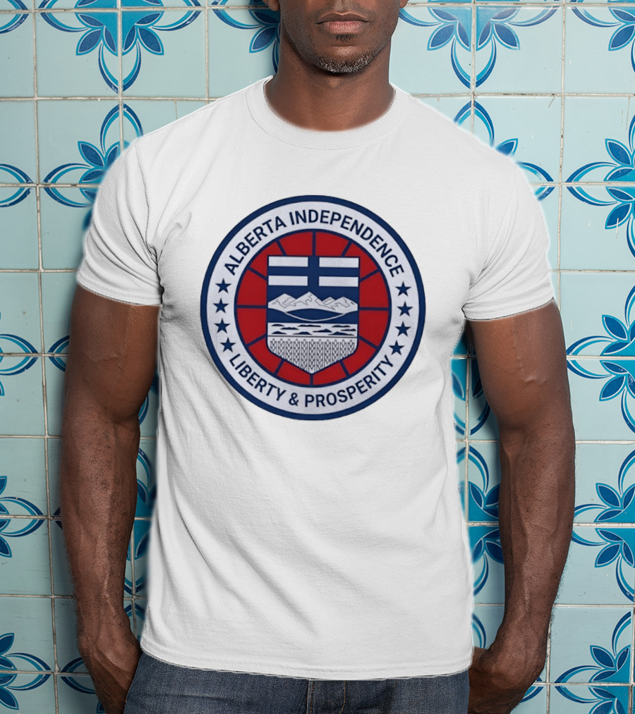 Alberta Independence Liberty Prosperity Emblem With Shield And Stars T-Shirt