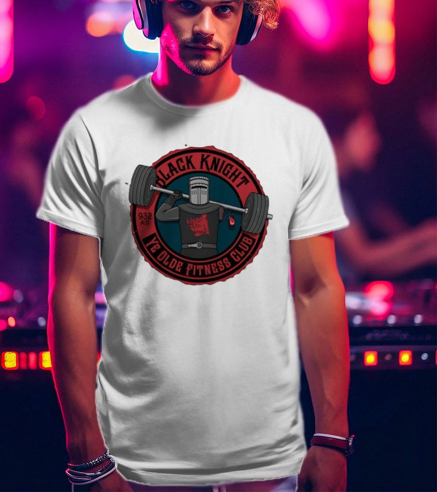 Black Knight Ye Olde Fitness Club 932 AD Weightlifting Medieval Humor T-Shirt