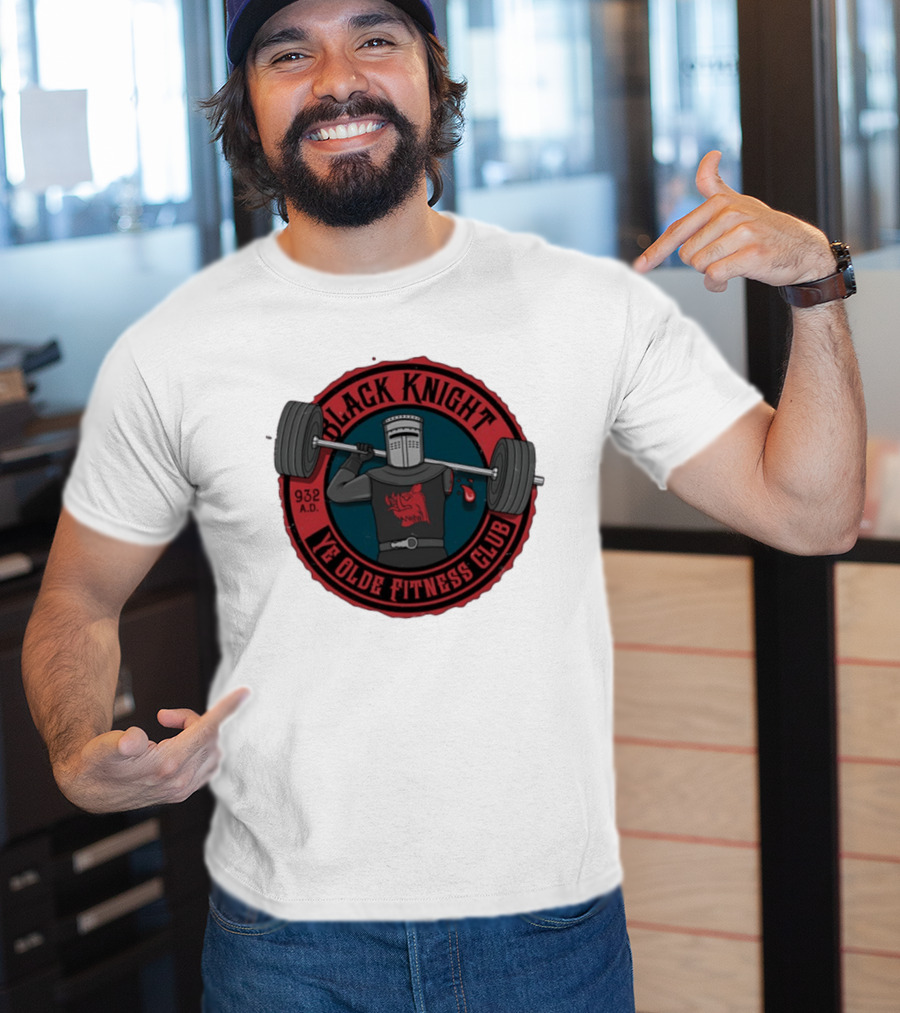 Black Knight Ye Olde Fitness Club 932 AD Weightlifting Medieval Humor T-Shirt