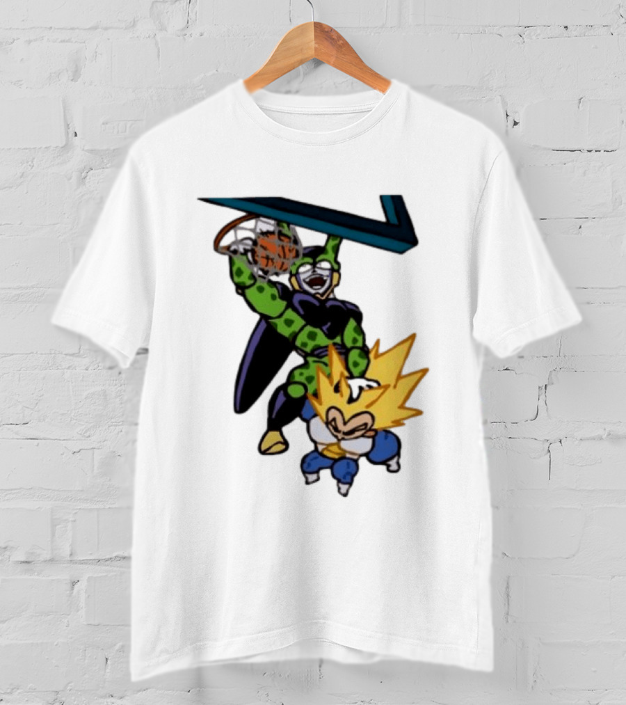 Cell Vs Vegeta Basketball Dunk Anime Mashup T-Shirt
