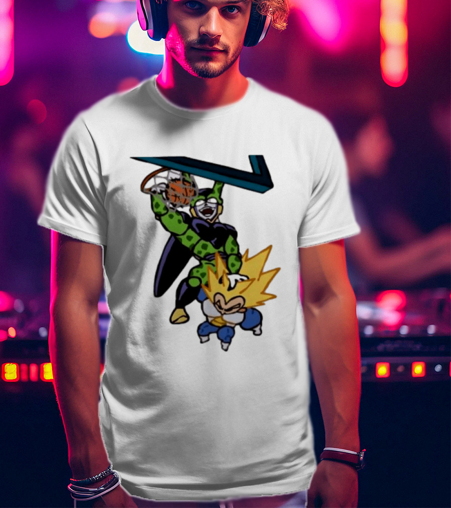 Cell Vs Vegeta Basketball Dunk Anime Mashup T-Shirt