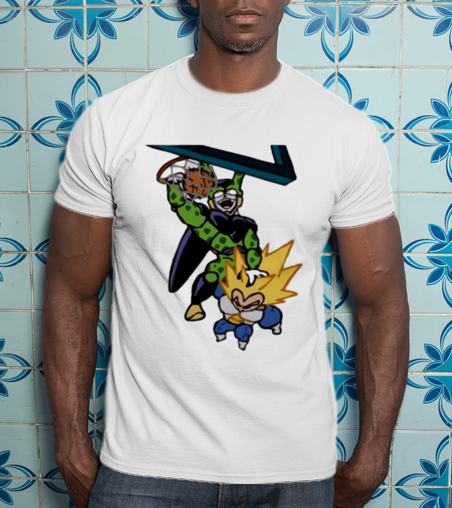 Cell Vs Vegeta Basketball Dunk Anime Mashup T-Shirt
