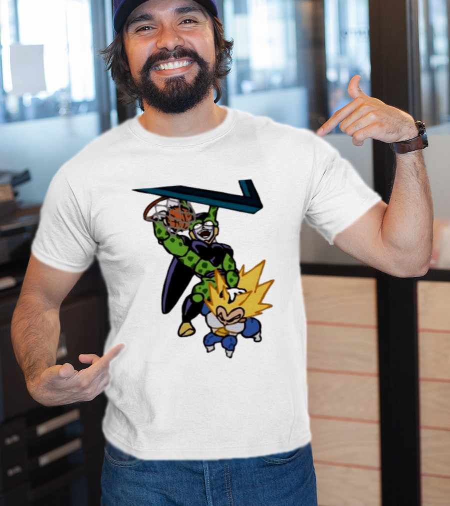 Cell Vs Vegeta Basketball Dunk Anime Mashup T-Shirt