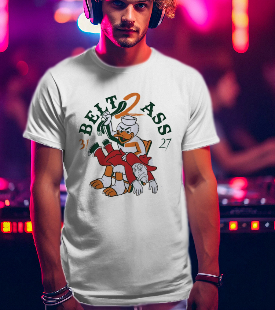 Belt 2 Ass 31 27 Miami Hurricanes Victory Celebration T-Shirt