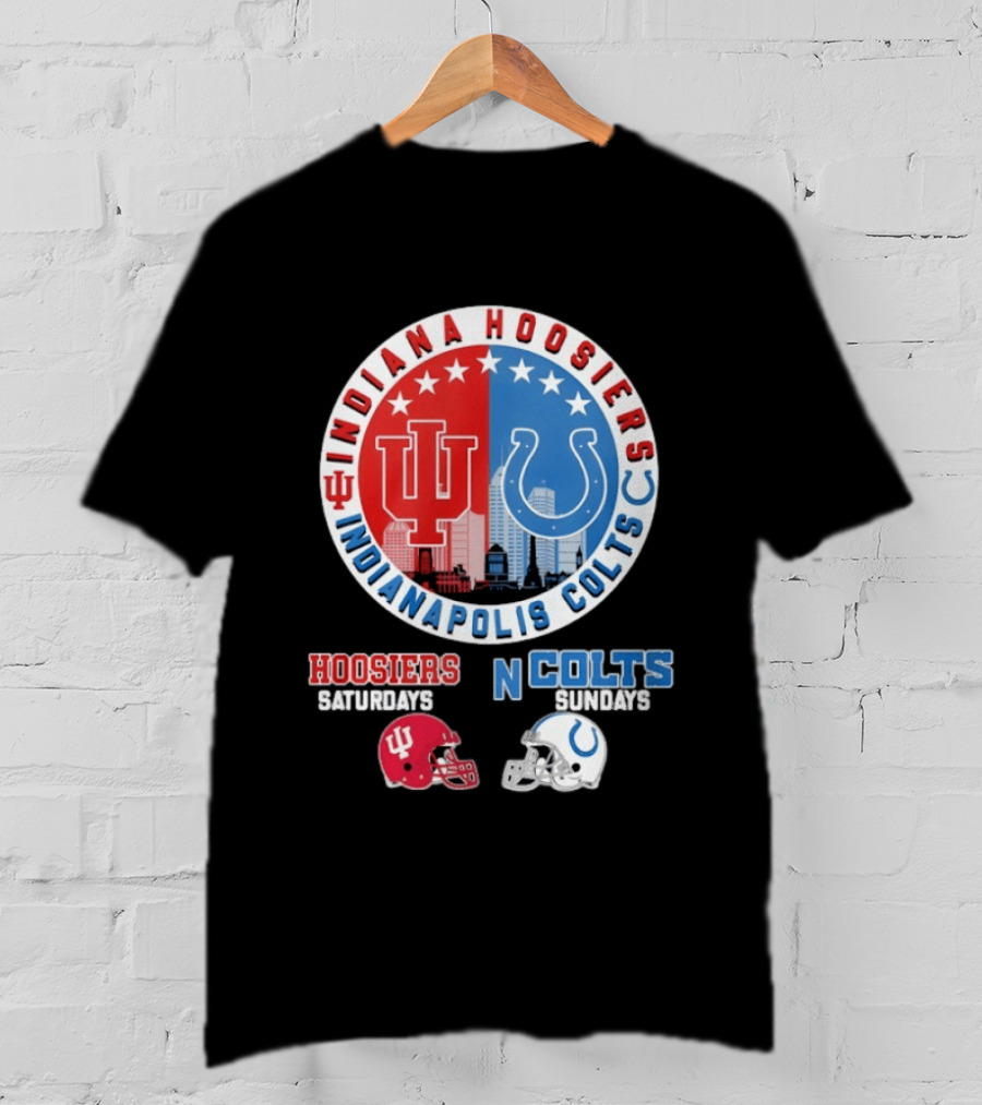 Indiana Hoosiers Saturdays Indianapolis Colts Sundays Mashup T-Shirt