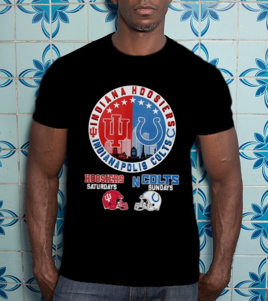 Indiana Hoosiers Saturdays Indianapolis Colts Sundays Mashup T-Shirt