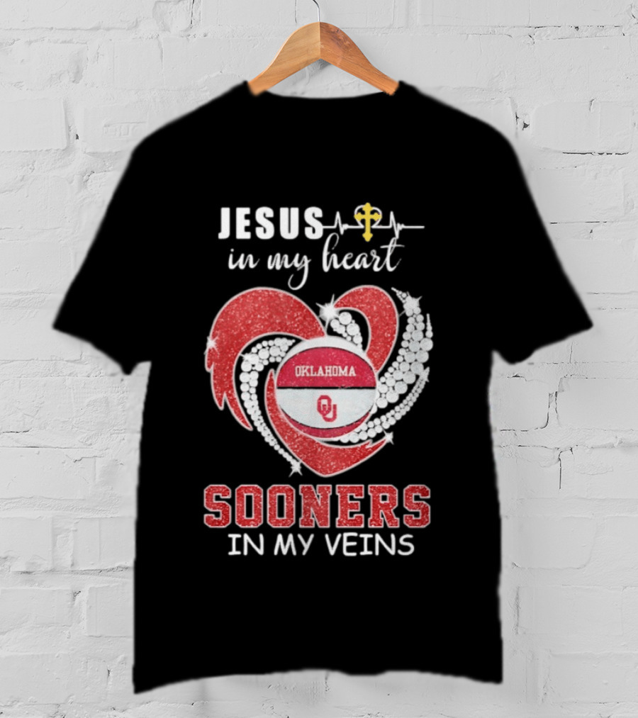 Jesus In My Heart Sooners In My Veins Oklahoma T-Shirt