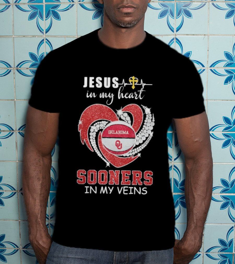 Jesus In My Heart Sooners In My Veins Oklahoma T-Shirt