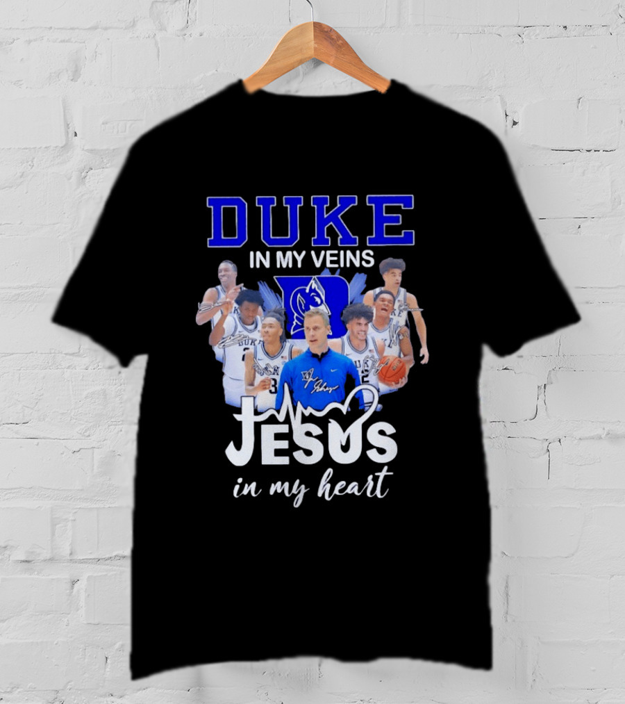 Duke Blue Devils Basketball Jesus In My Heart Signatures T-Shirt