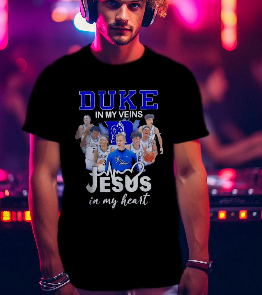 Duke Blue Devils Basketball Jesus In My Heart Signatures T-Shirt