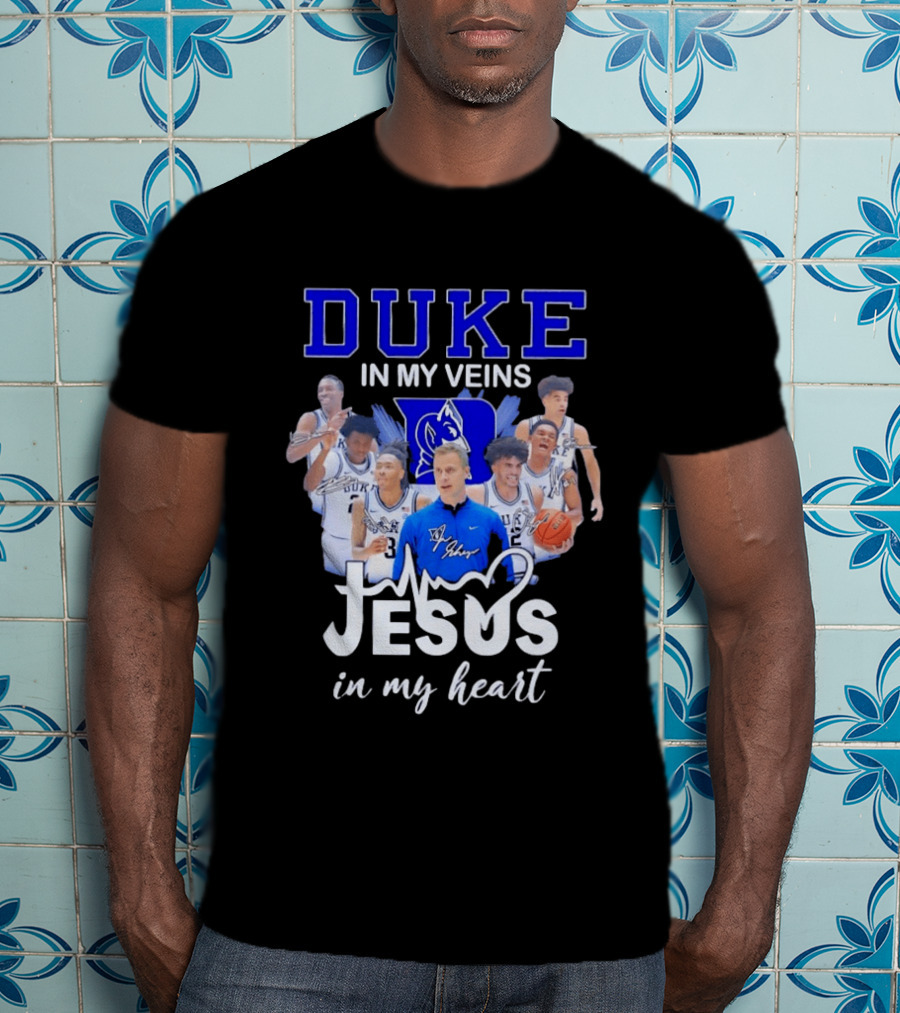 Duke Blue Devils Basketball Jesus In My Heart Signatures T-Shirt