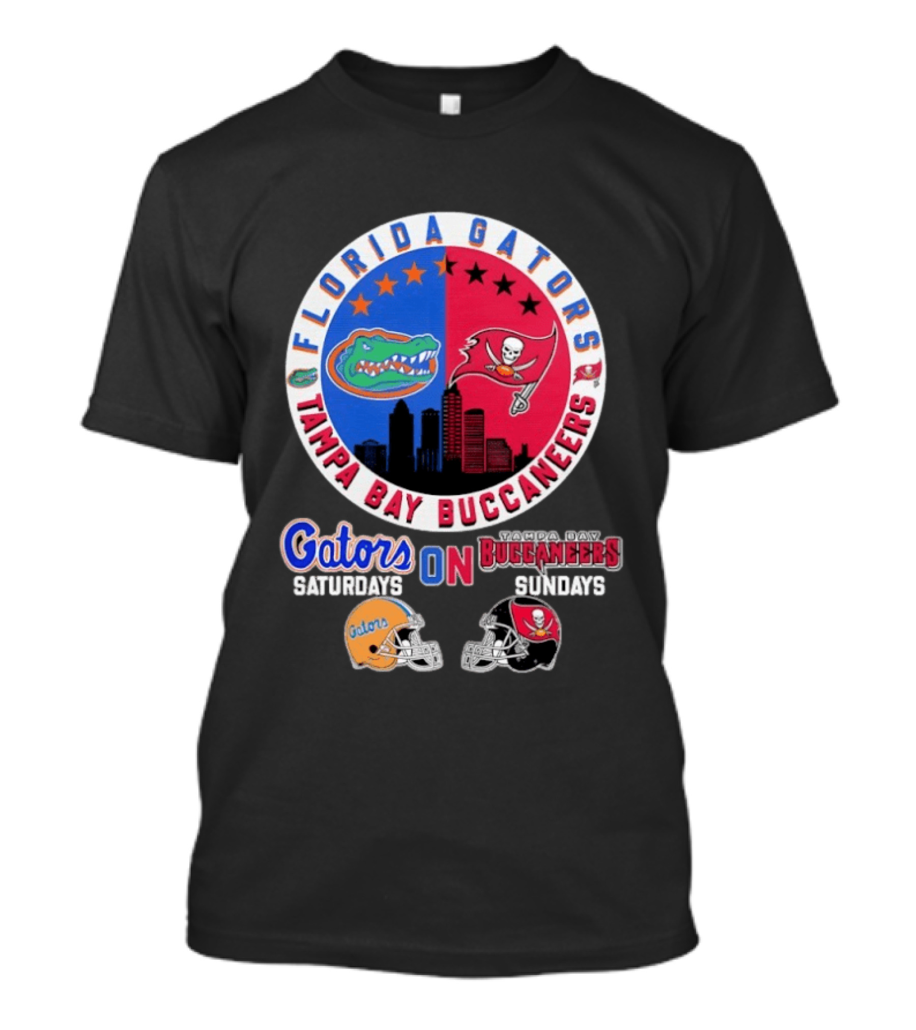 Florida Gators Tampa Bay Buccaneers Saturdays Sundays Helmet Mashup T-Shirt