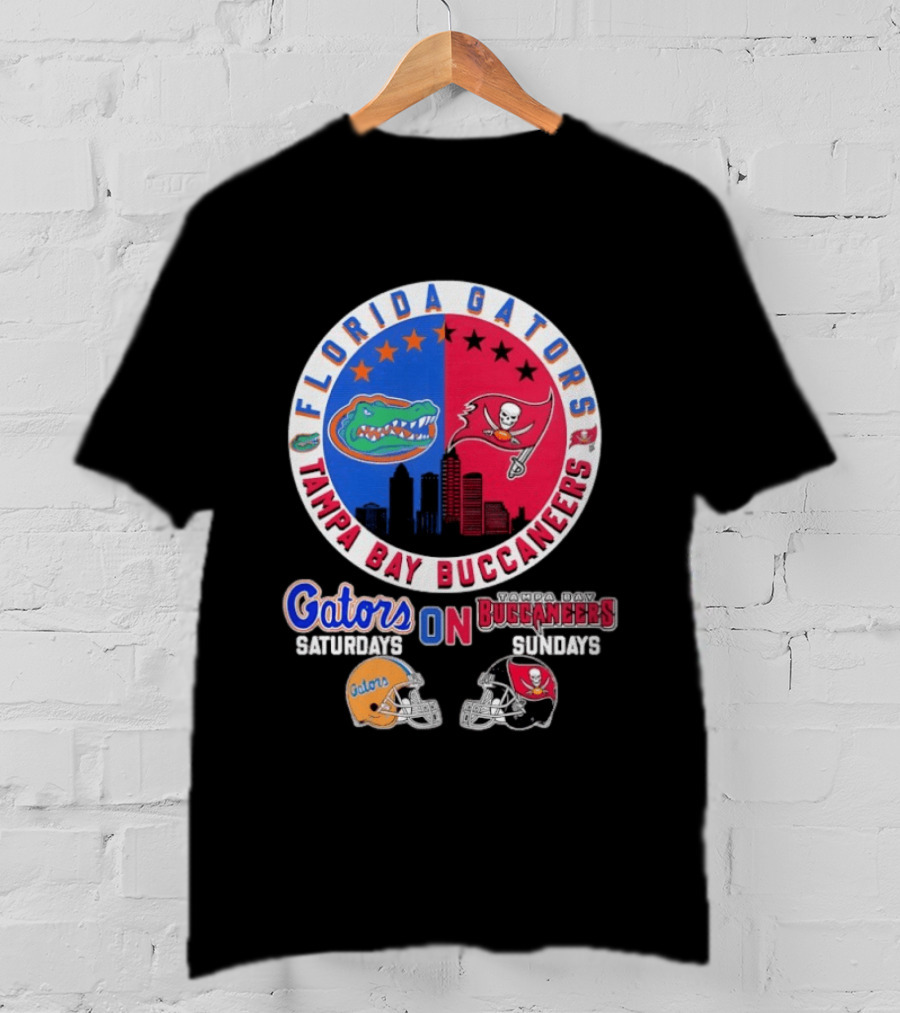 Florida Gators Tampa Bay Buccaneers Saturdays Sundays Helmet Mashup T-Shirt