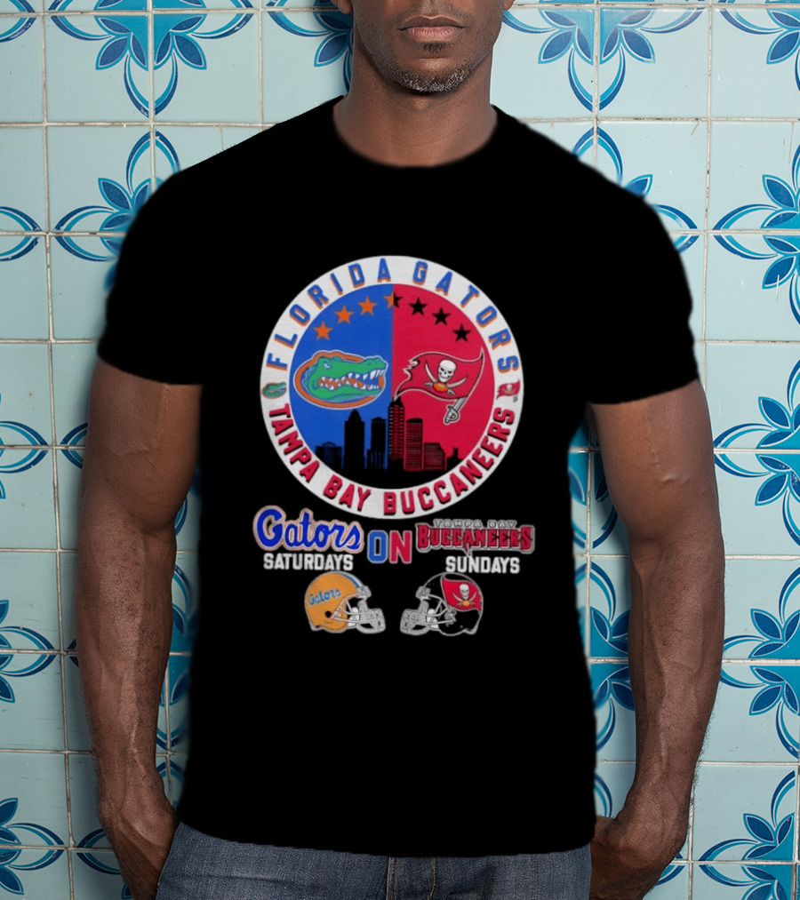 Florida Gators Tampa Bay Buccaneers Saturdays Sundays Helmet Mashup T-Shirt