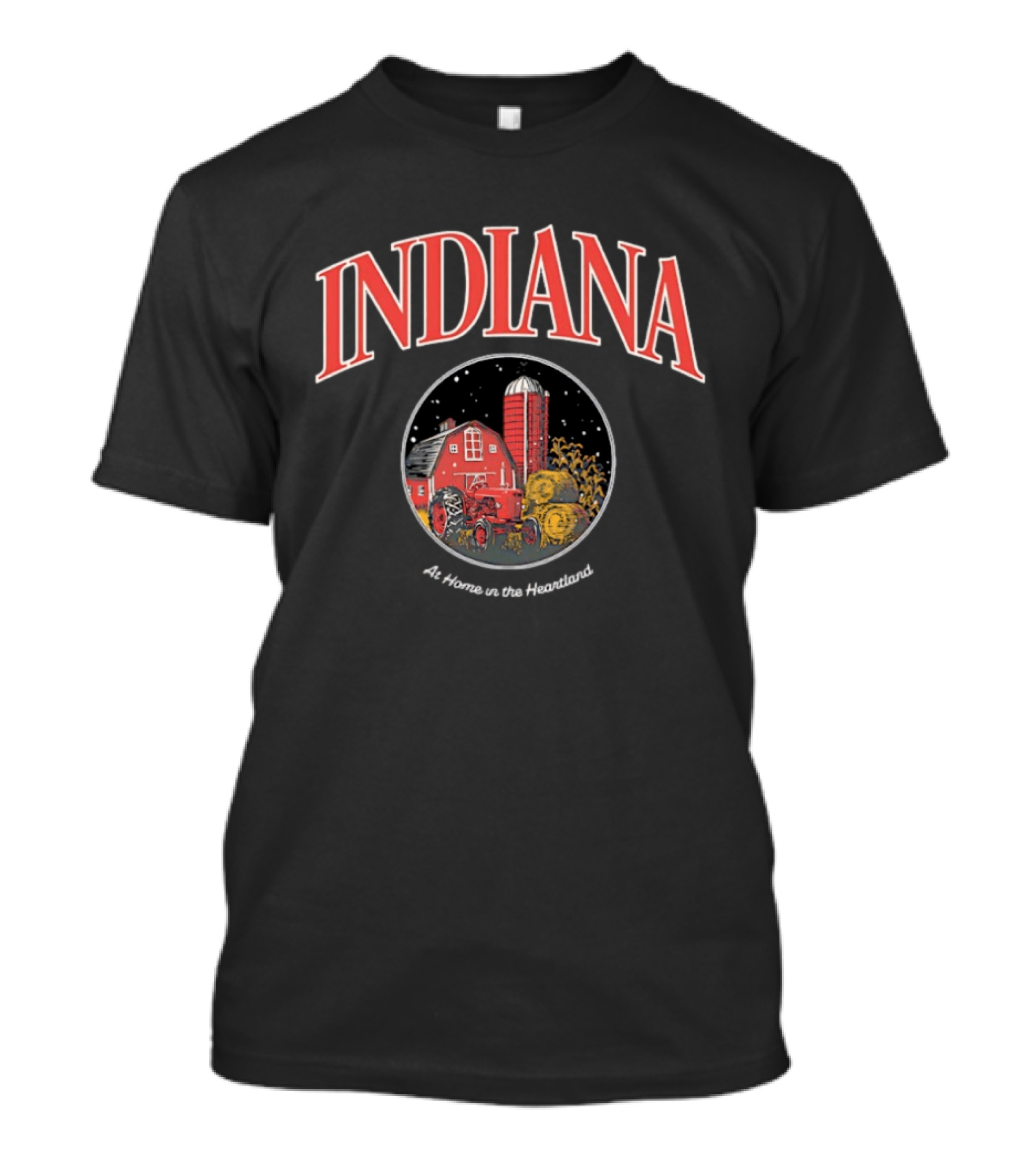 Indiana Farm Scene Silo Barn Tractor At Home In The Heartland T-Shirt