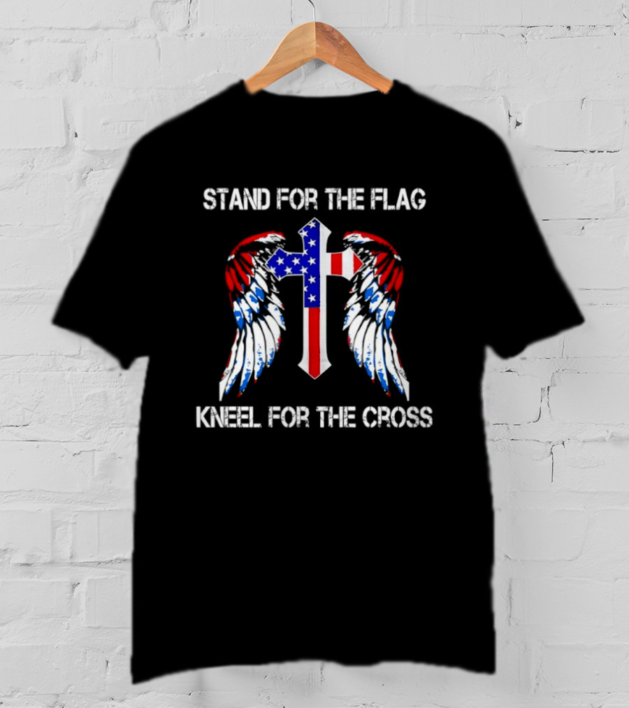 Stand For The Flag Kneel For The Cross Patriotic Wings Cross T-Shirt