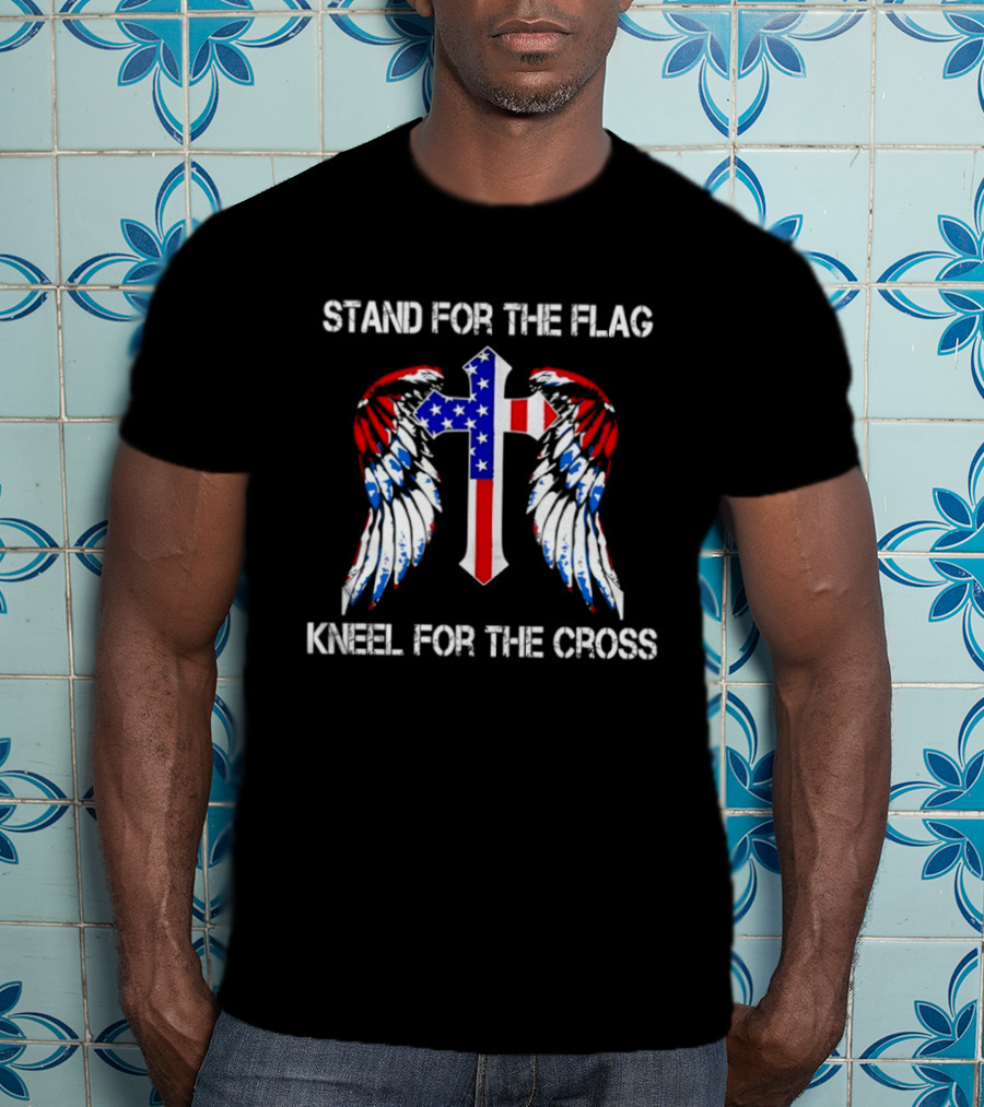 Stand For The Flag Kneel For The Cross Patriotic Wings Cross T-Shirt