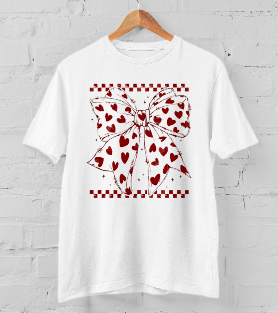 Coquette Bow Heart Valentine’s Day T-Shirt