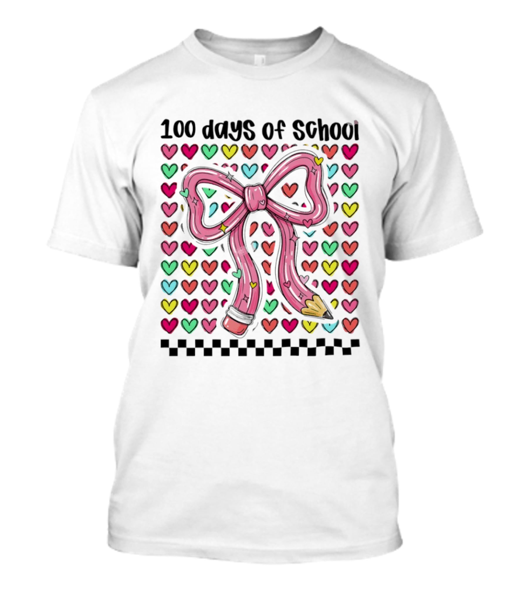 100 Days Of School Valentine Coquette Bow Pencil Hearts T-Shirt