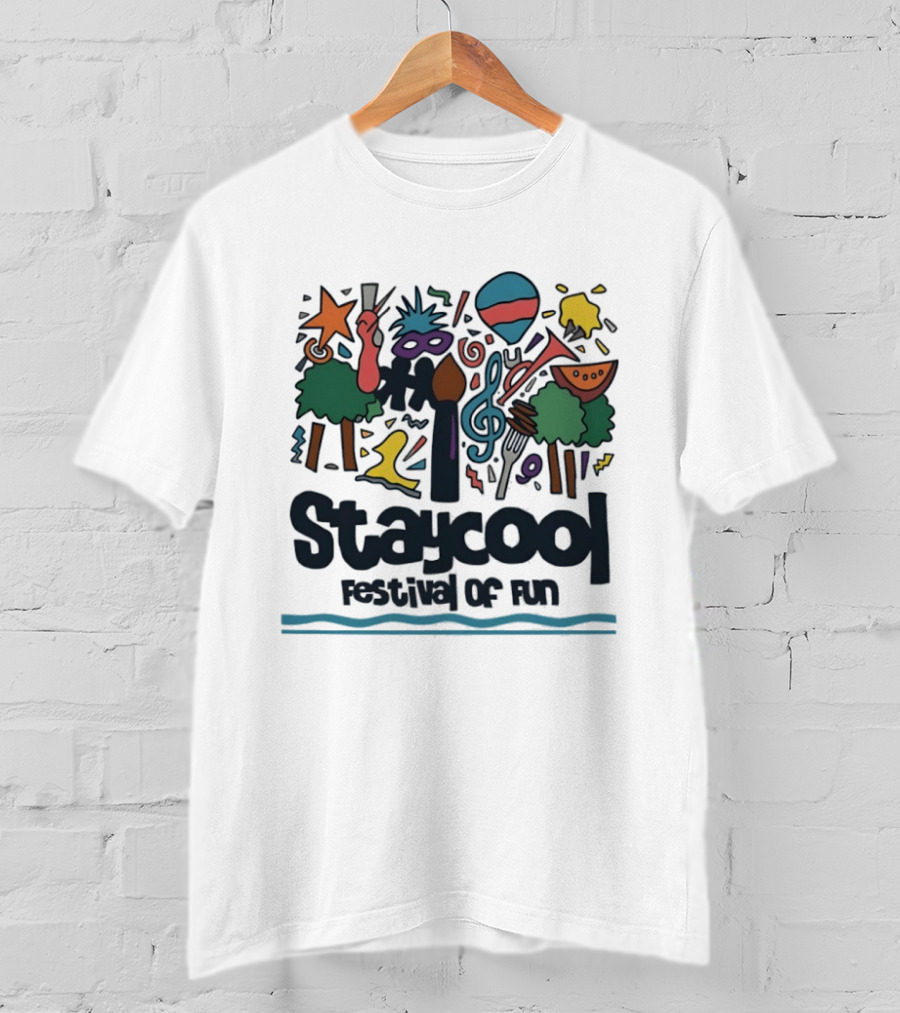 Staycool Festival Of Fun With Colorful Icons And Musical T-Shirt