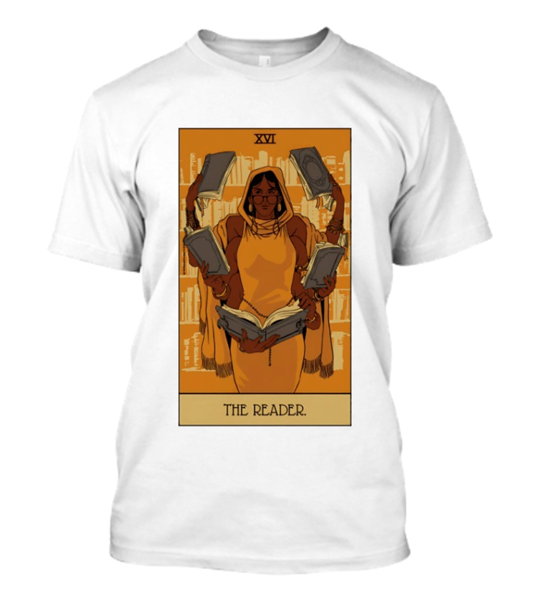 XVI The Reader Tarot Card Modern Witch Aesthetic Books Library T-Shirt