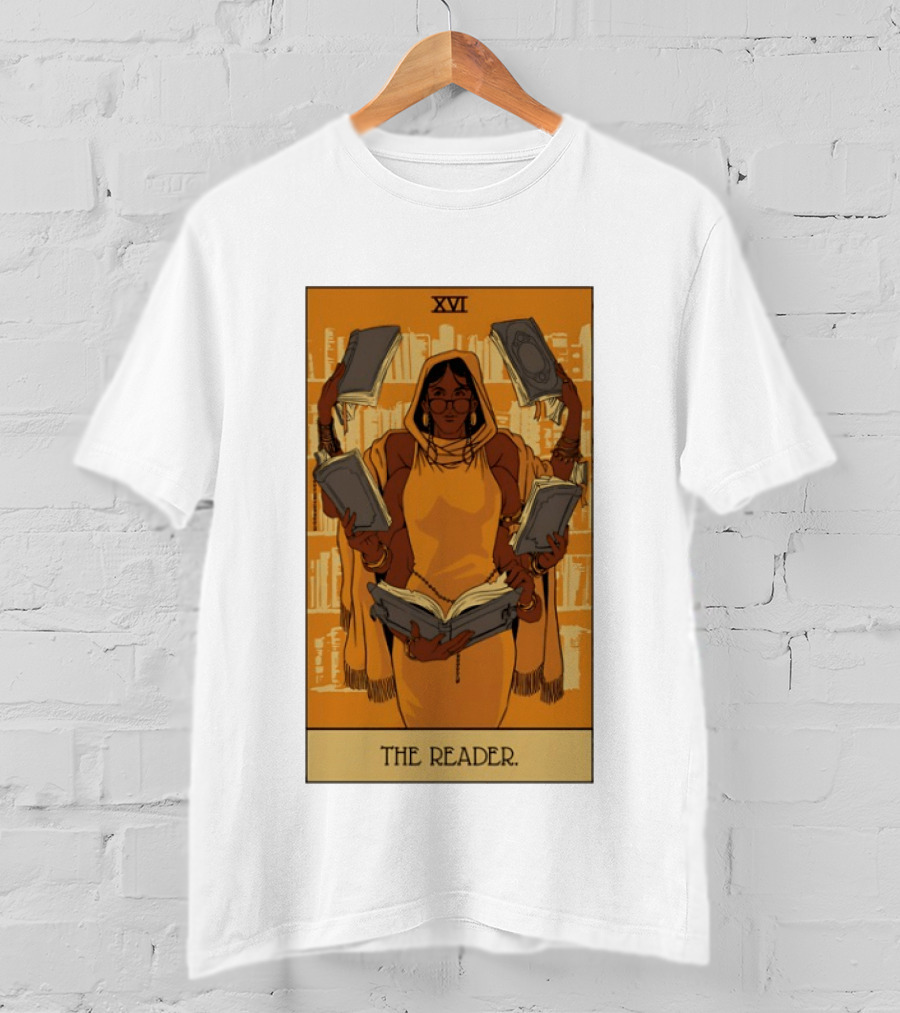 XVI The Reader Tarot Card Modern Witch Aesthetic Books Library T-Shirt