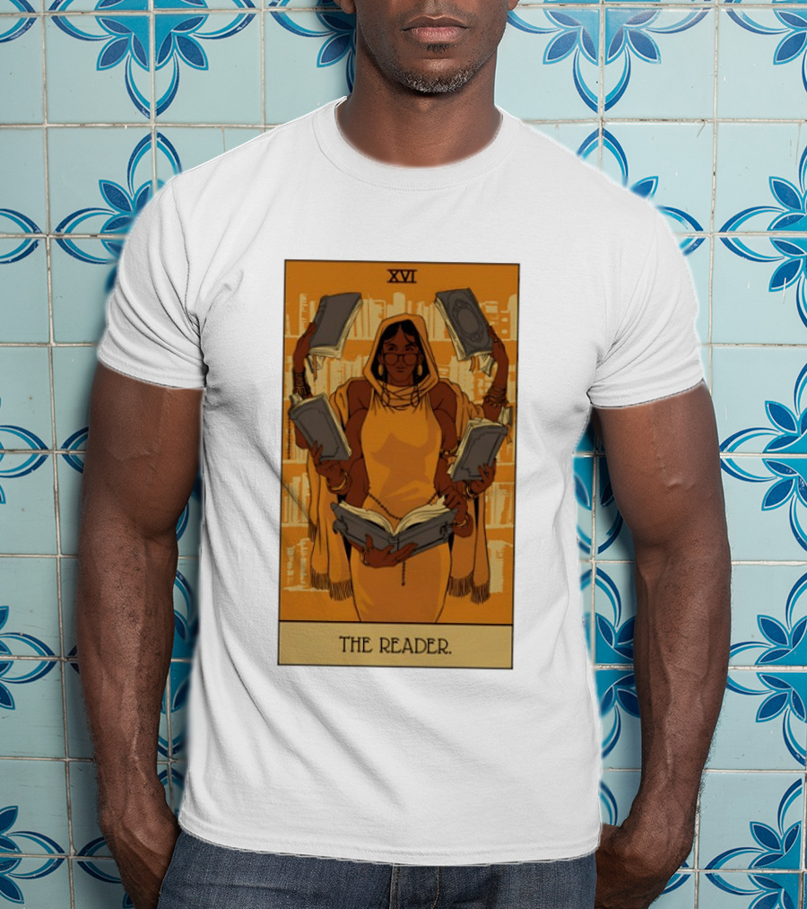 XVI The Reader Tarot Card Modern Witch Aesthetic Books Library T-Shirt
