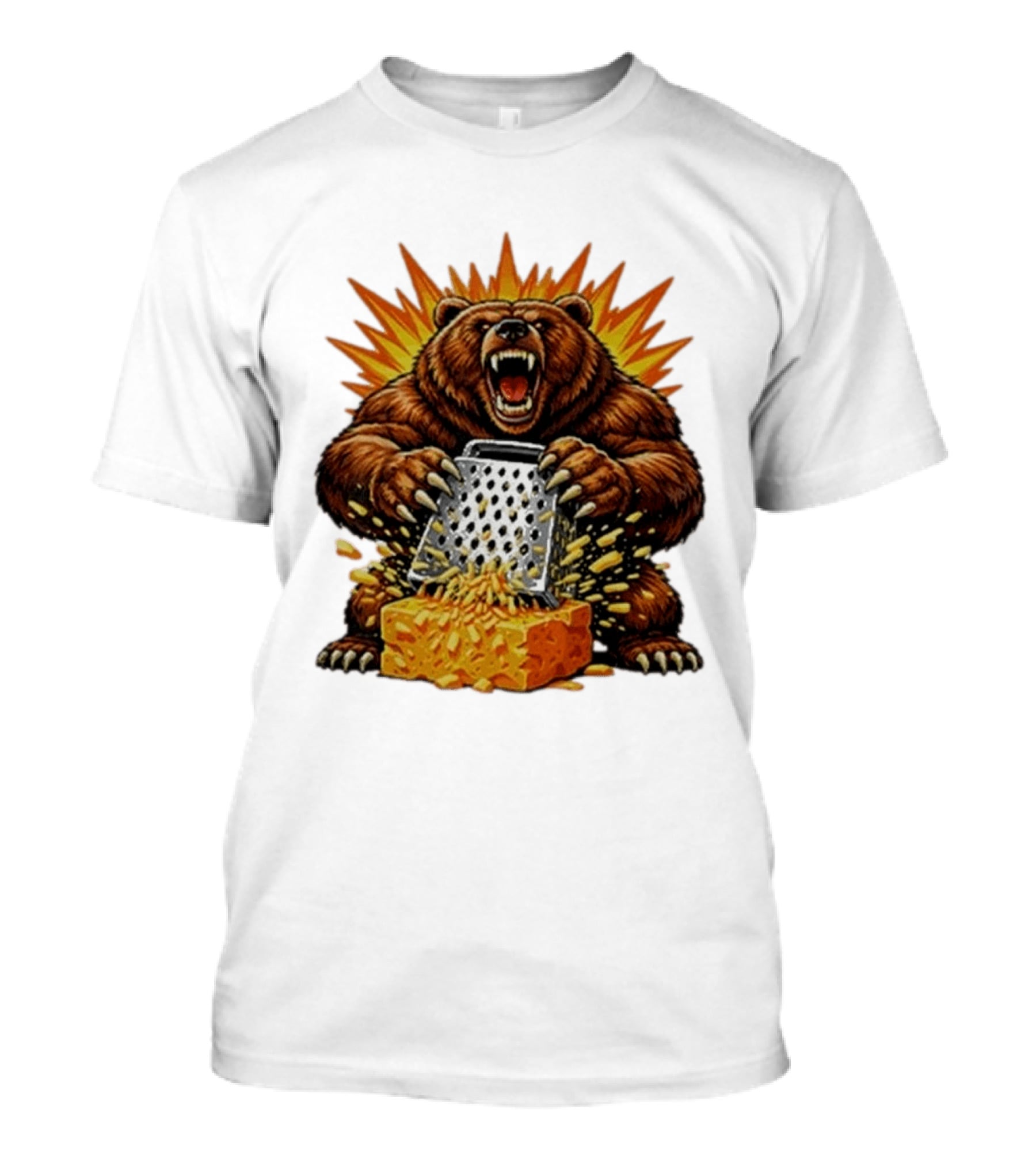 Angry Bear Grating Cheese Grater Hater Explosive Roaring Beast T-Shirt