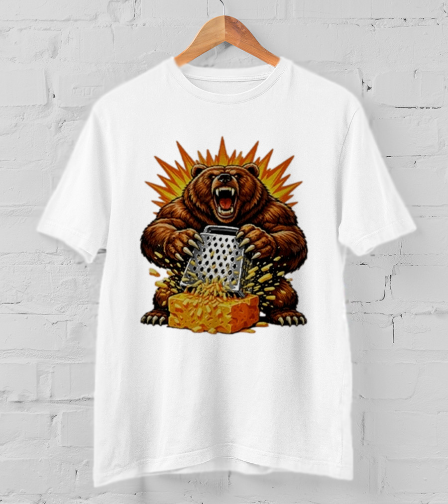 Angry Bear Grating Cheese Grater Hater Explosive Roaring Beast T-Shirt