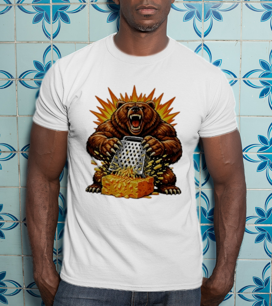 Angry Bear Grating Cheese Grater Hater Explosive Roaring Beast T-Shirt