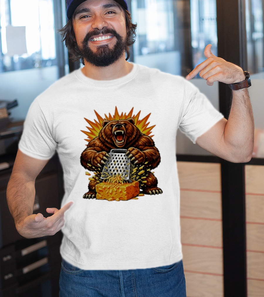 Angry Bear Grating Cheese Grater Hater Explosive Roaring Beast T-Shirt