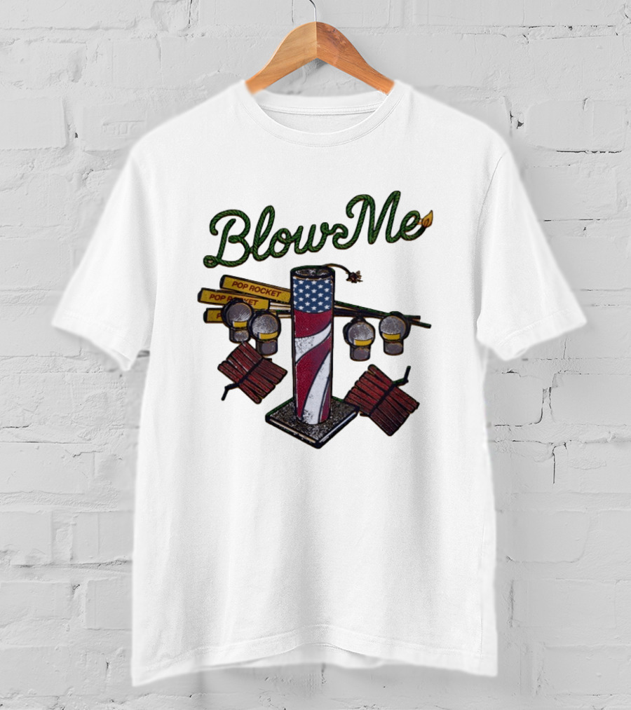Blow Me 4th Of July Pop Rocket Fireworks USA Flag T-Shirt