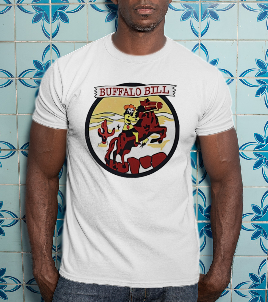 Buffalo Bill Cowboy Riding Red Horse Western Adventure T-Shirt
