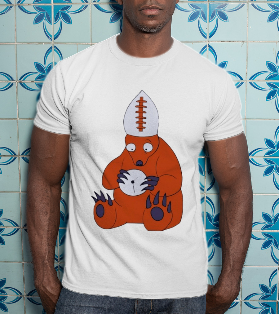 Chicago Bears Mascot Cartoon With Football Pope Hat T-Shirt