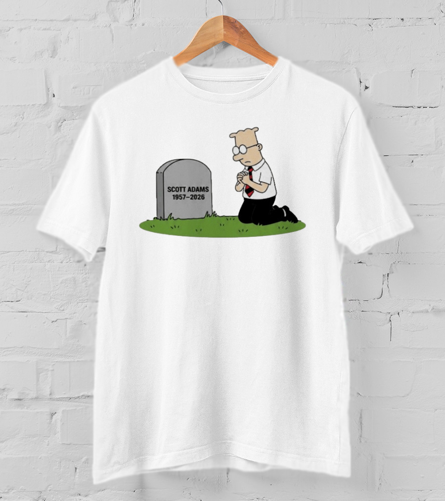 Scott Adams 1957 2026 Kneeling Dilbert Grave Marker T-Shirt