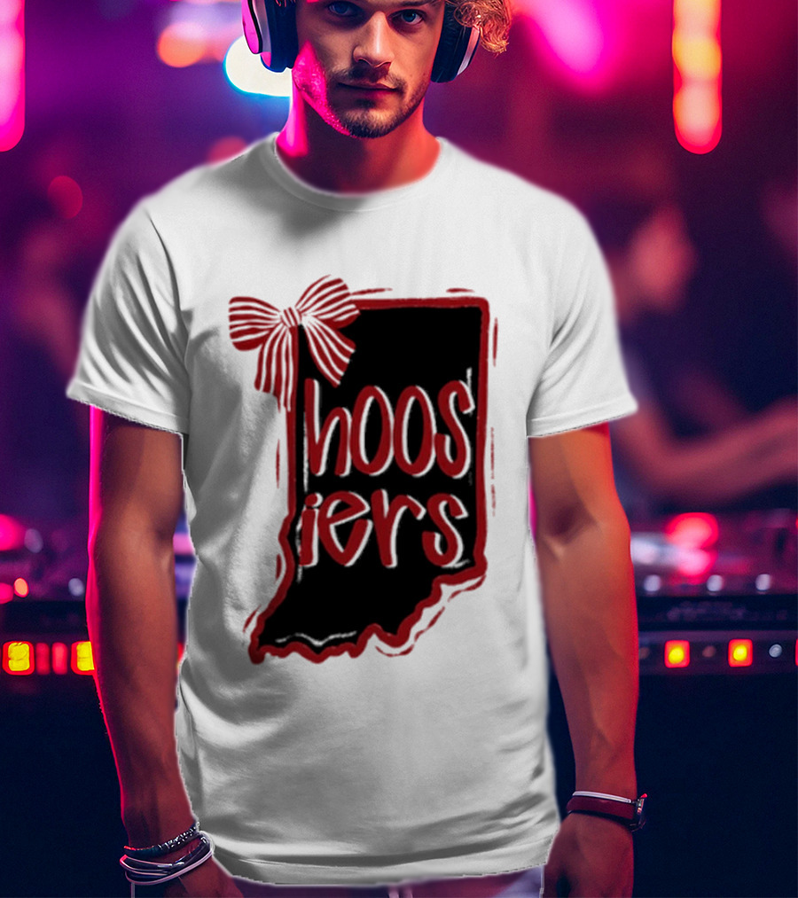 Hoosiers Indiana State Outline Bow Game Day T-Shirt