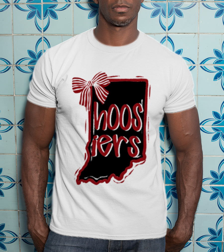 Hoosiers Indiana State Outline Bow Game Day T-Shirt
