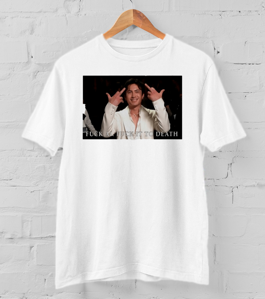 Hudson Williams Fuck AI Fuck It To Death Middle Finger Gesture T-Shirt