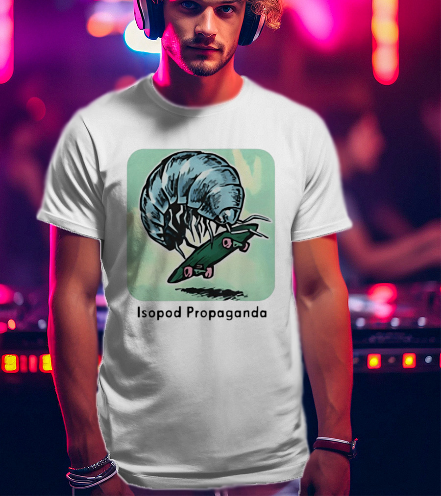 Isopod Riding Skateboard Fun Surreal T-Shirt