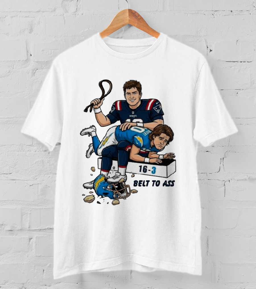 New England Patriots Belt To Ass 16 3 Sports Rivals Comic T-Shirt