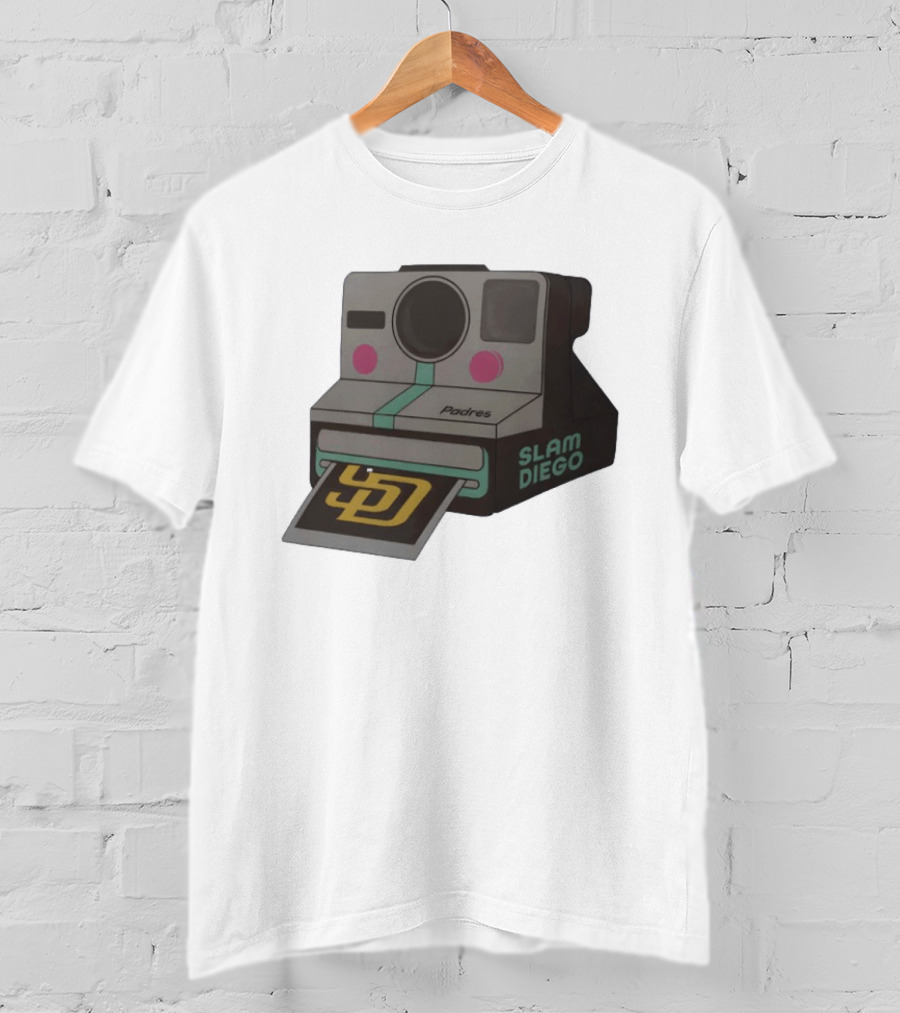 Slam Diego Padres Vintage Polaroid Camera MLB T-Shirt