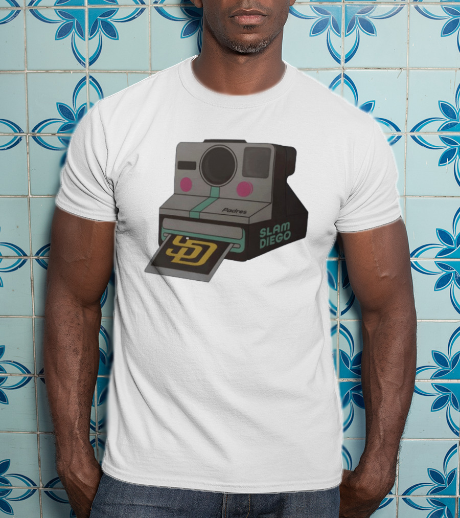 Slam Diego Padres Vintage Polaroid Camera MLB T-Shirt