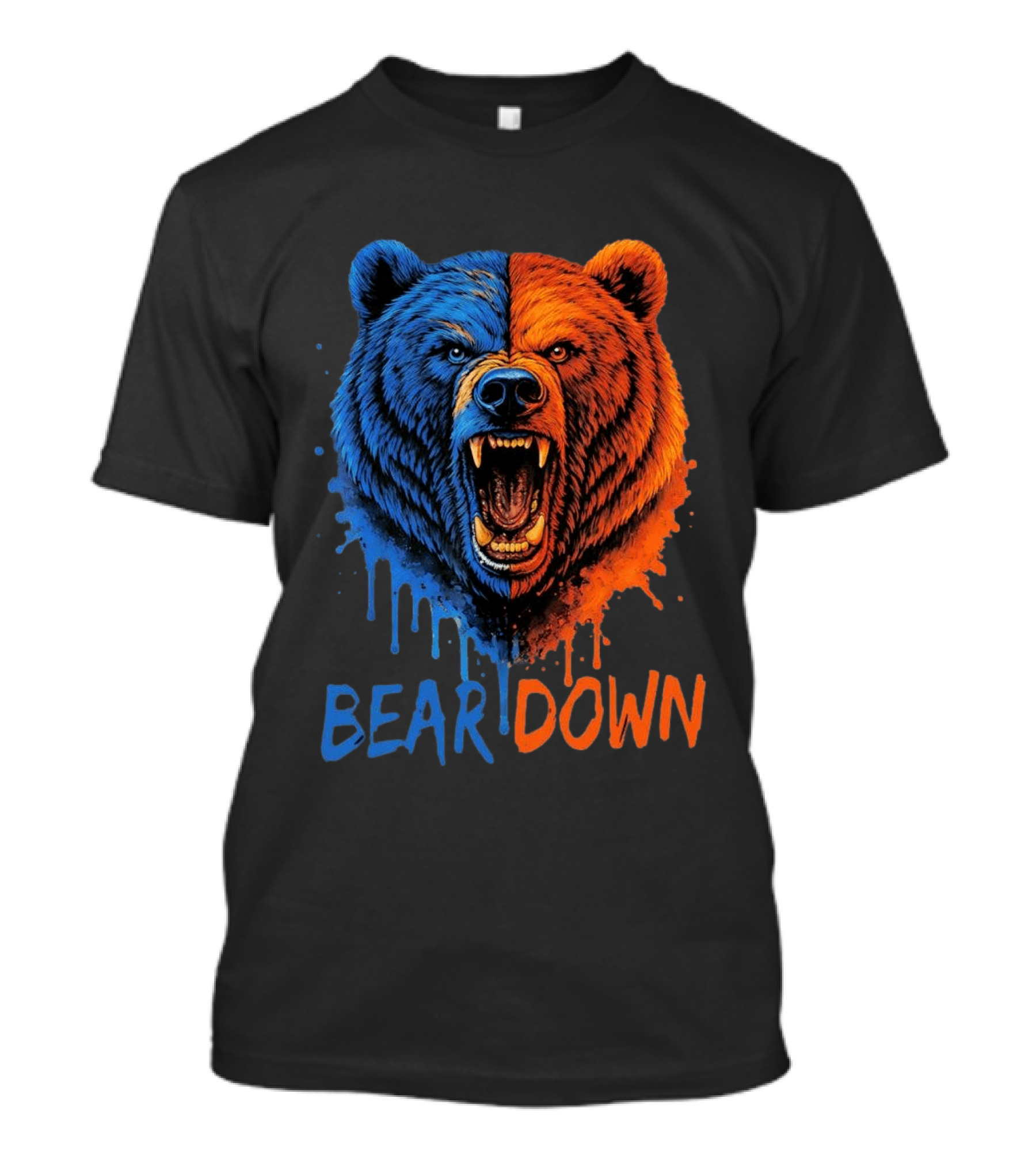 Bear Down Good Better Best Fierce Blue And Orange Bear Face T-Shirt