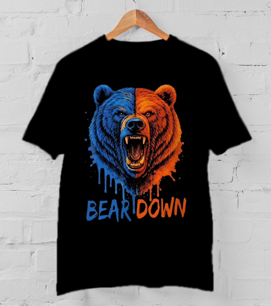Bear Down Good Better Best Fierce Blue And Orange Bear Face T-Shirt
