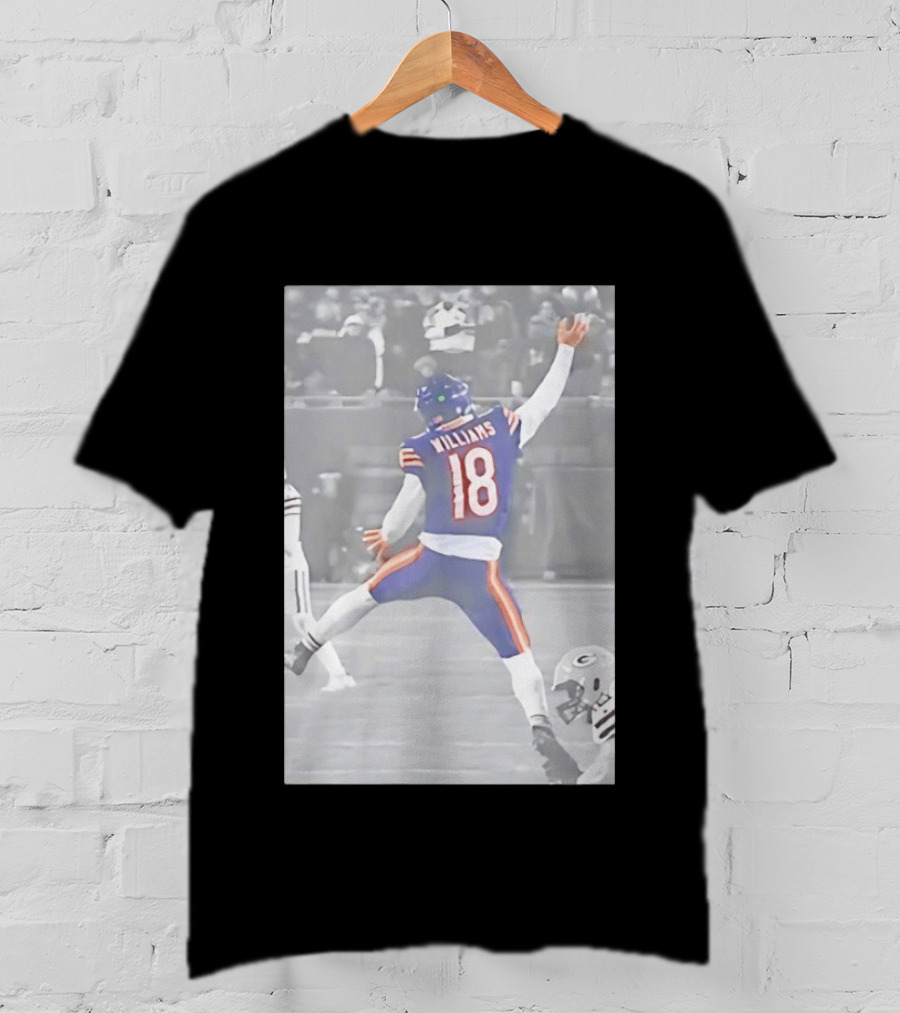 Caleb Williams Iconic Jumpman Football Moment Number 18 Blue And Orange T-Shirt